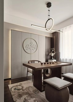 南湖港湾小区新中式书房效果图