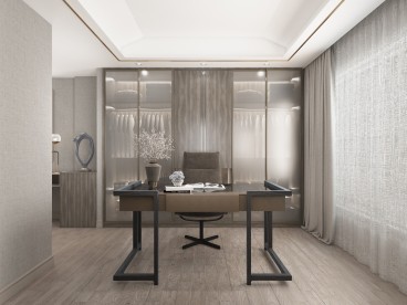 御河尚苑(建设中)现代轻奢书房效果图