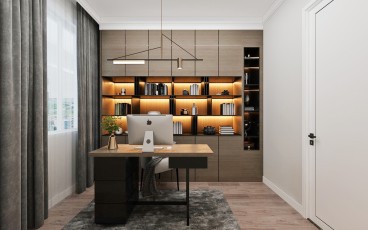 滨河阳光现代简约书房效果图