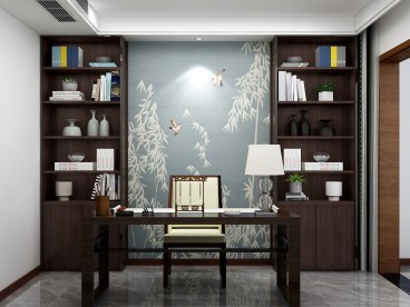 创业公寓现代简约书房效果图