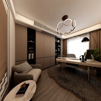 天府北辰悦里现代轻奢书房效果图