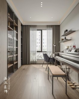 绿城义乌桃花源现代简约书房效果图